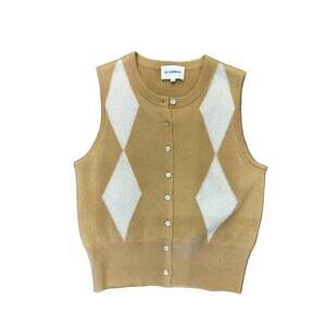 NEW W. CASHMERE women's fleur argyle cardigan in buckskin